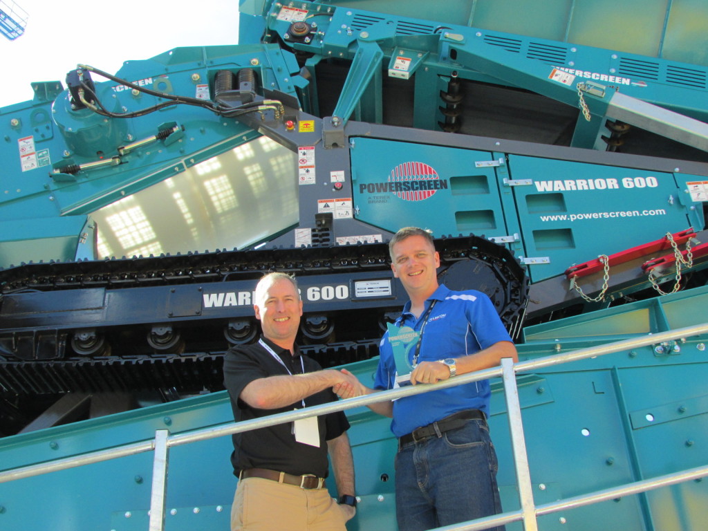 SITE PHOTO: Stephen McCartney, International Sales Director, Powerscreen and Stephen Watterson, CEO Lincom Group.